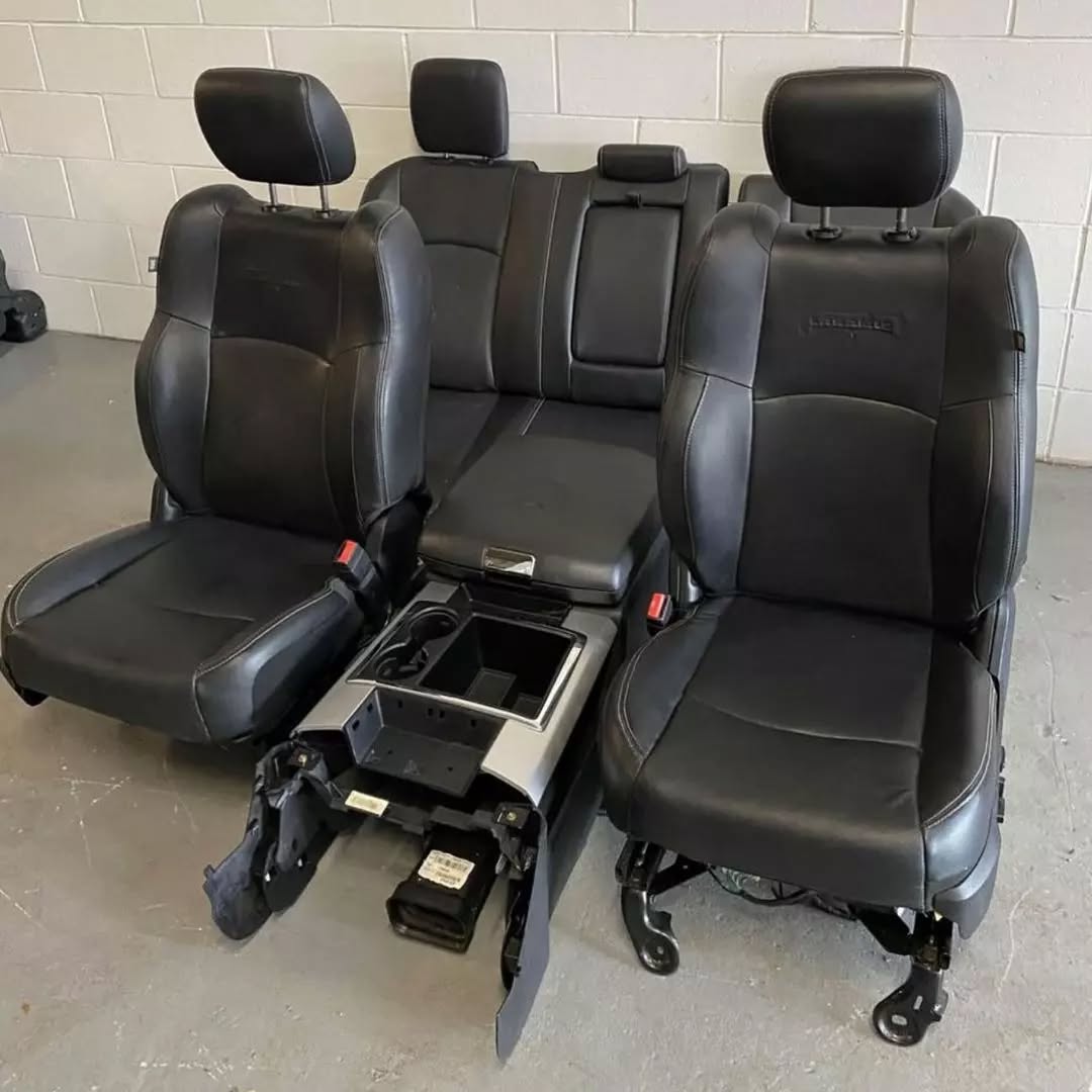 2013 – 2018 Dodge Ram 1500, 2500, 3500 Front Rear Black Leather Seats Set - Image 9