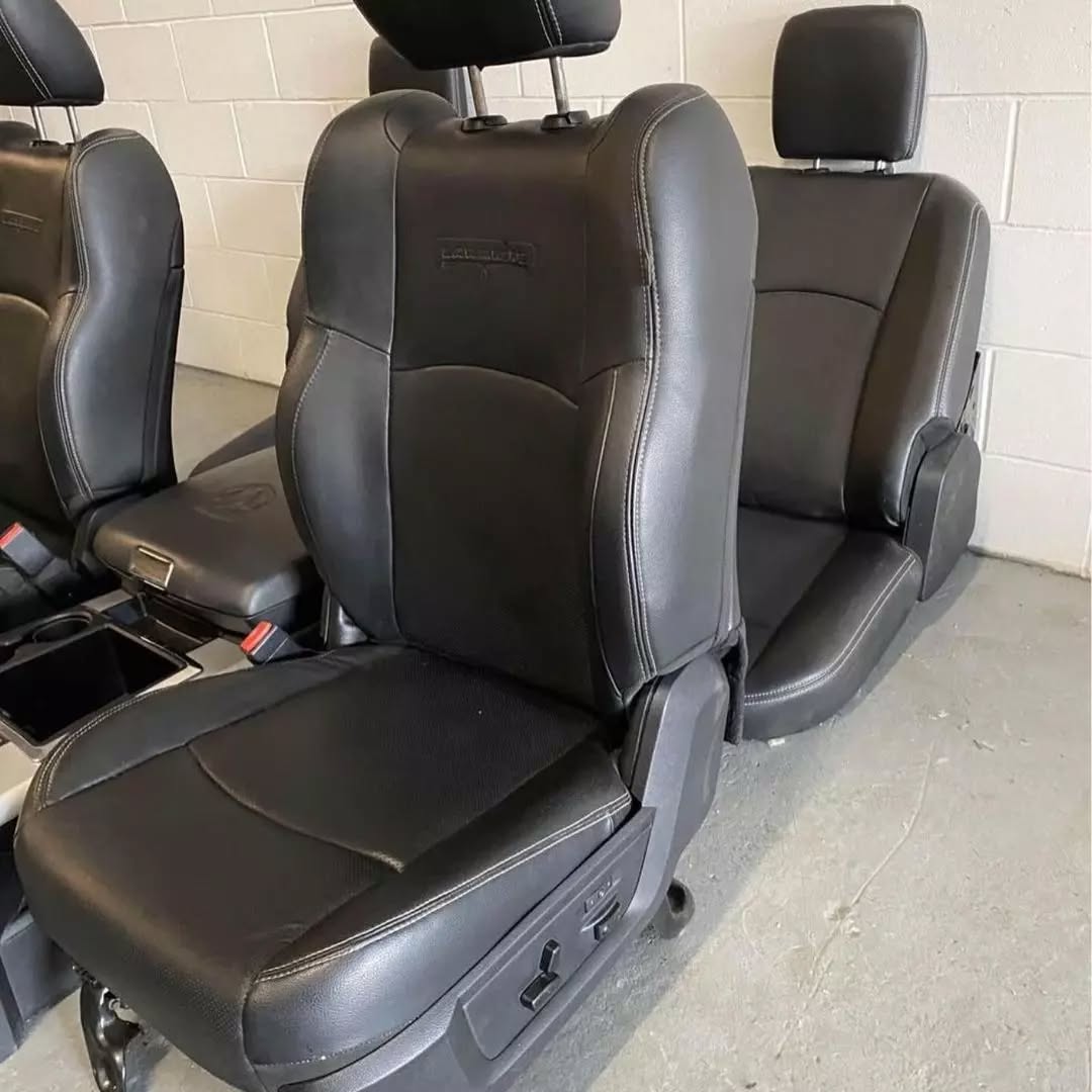 2013 – 2018 Dodge Ram 1500, 2500, 3500 Front Rear Black Leather Seats Set - Image 6