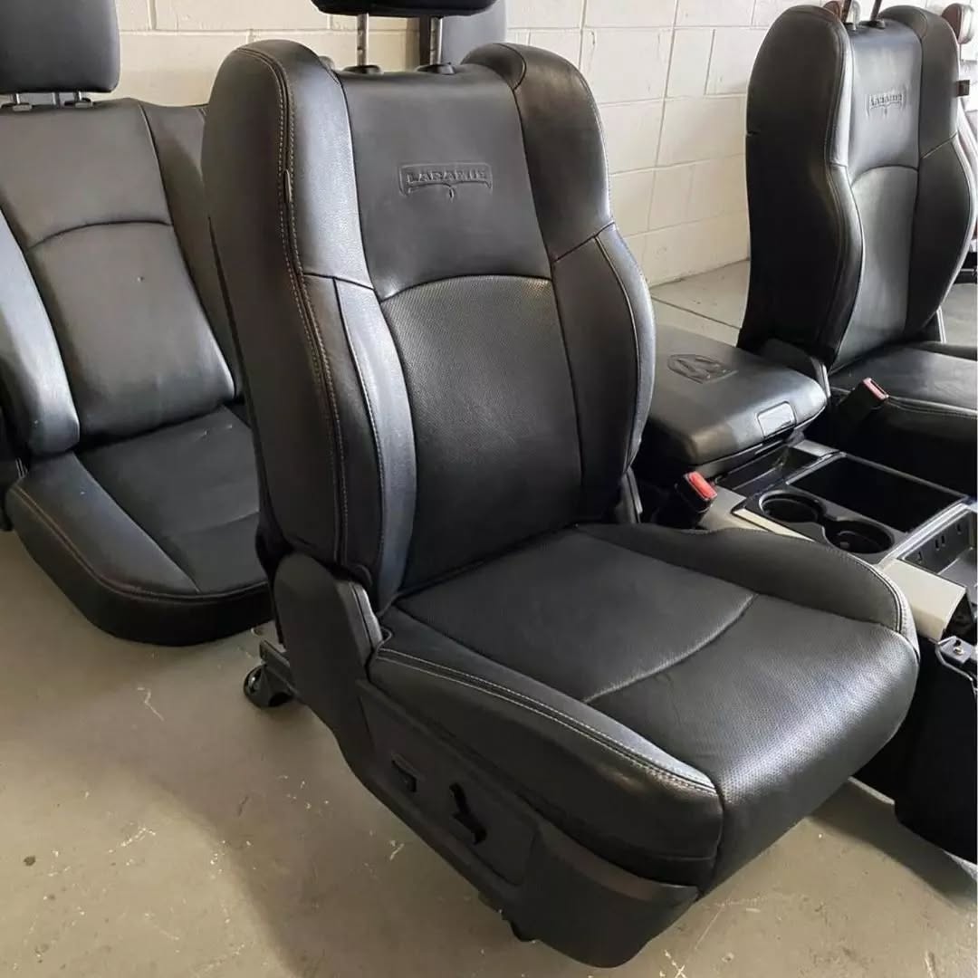2013 – 2018 Dodge Ram 1500, 2500, 3500 Front Rear Black Leather Seats Set - Image 5