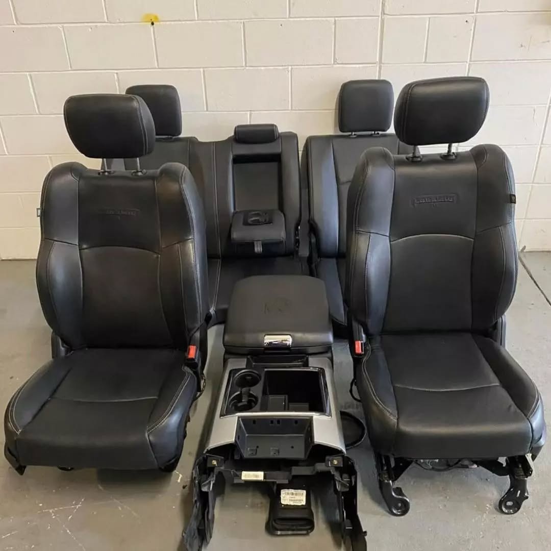 2013 – 2018 Dodge Ram 1500, 2500, 3500 Front Rear Black Leather Seats Set
